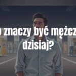 A modern man standing at a crossroads between traditional and contemporary symbols of masculinity, thoughtful expression, soft lighting, realistic style.