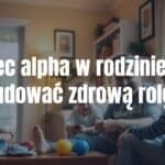 A confident and caring father playing with his children in a warm, well-lit living room, symbolizing leadership and emotional support, realistic style.