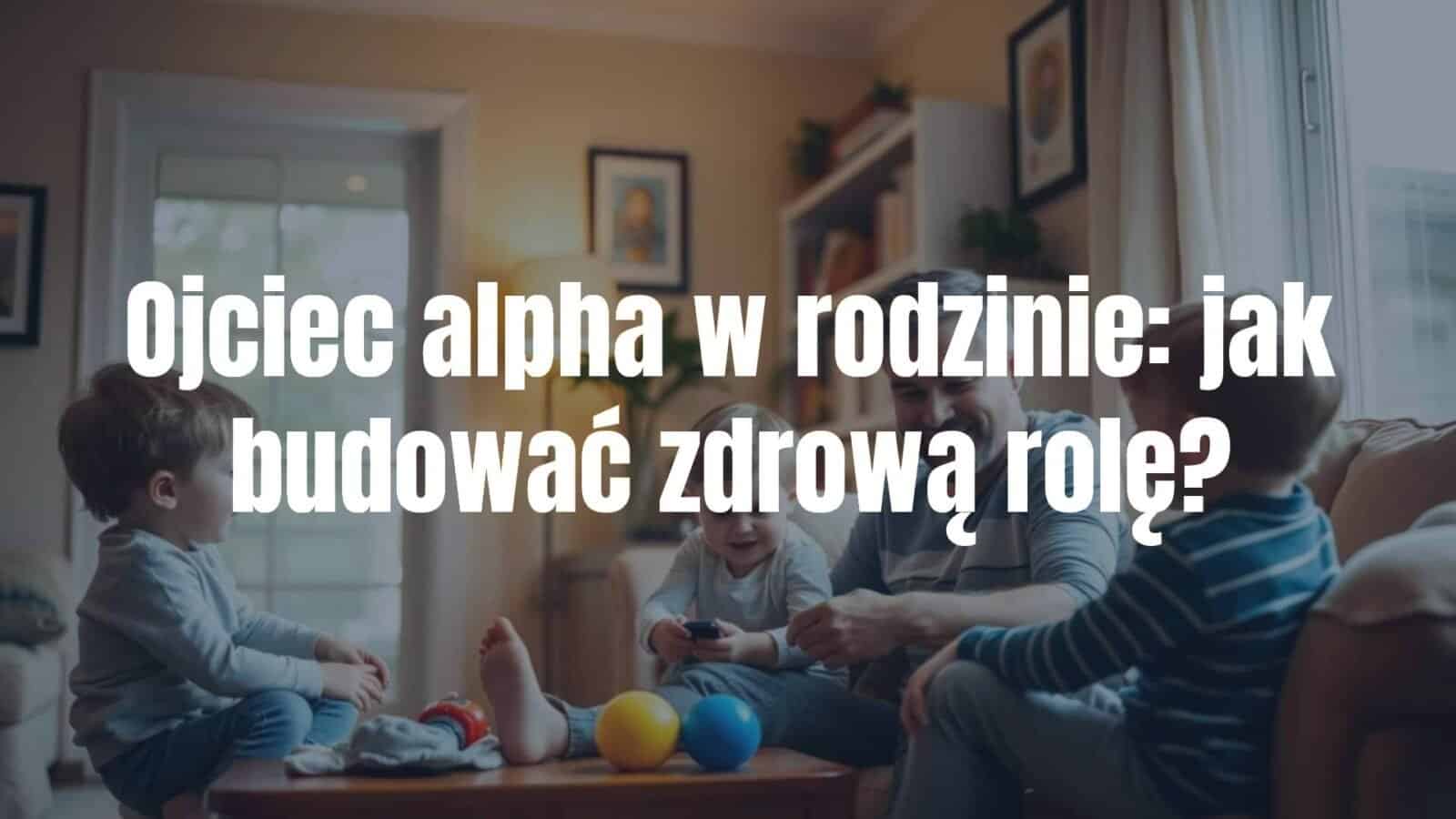 A confident and caring father playing with his children in a warm, well-lit living room, symbolizing leadership and emotional support, realistic style.