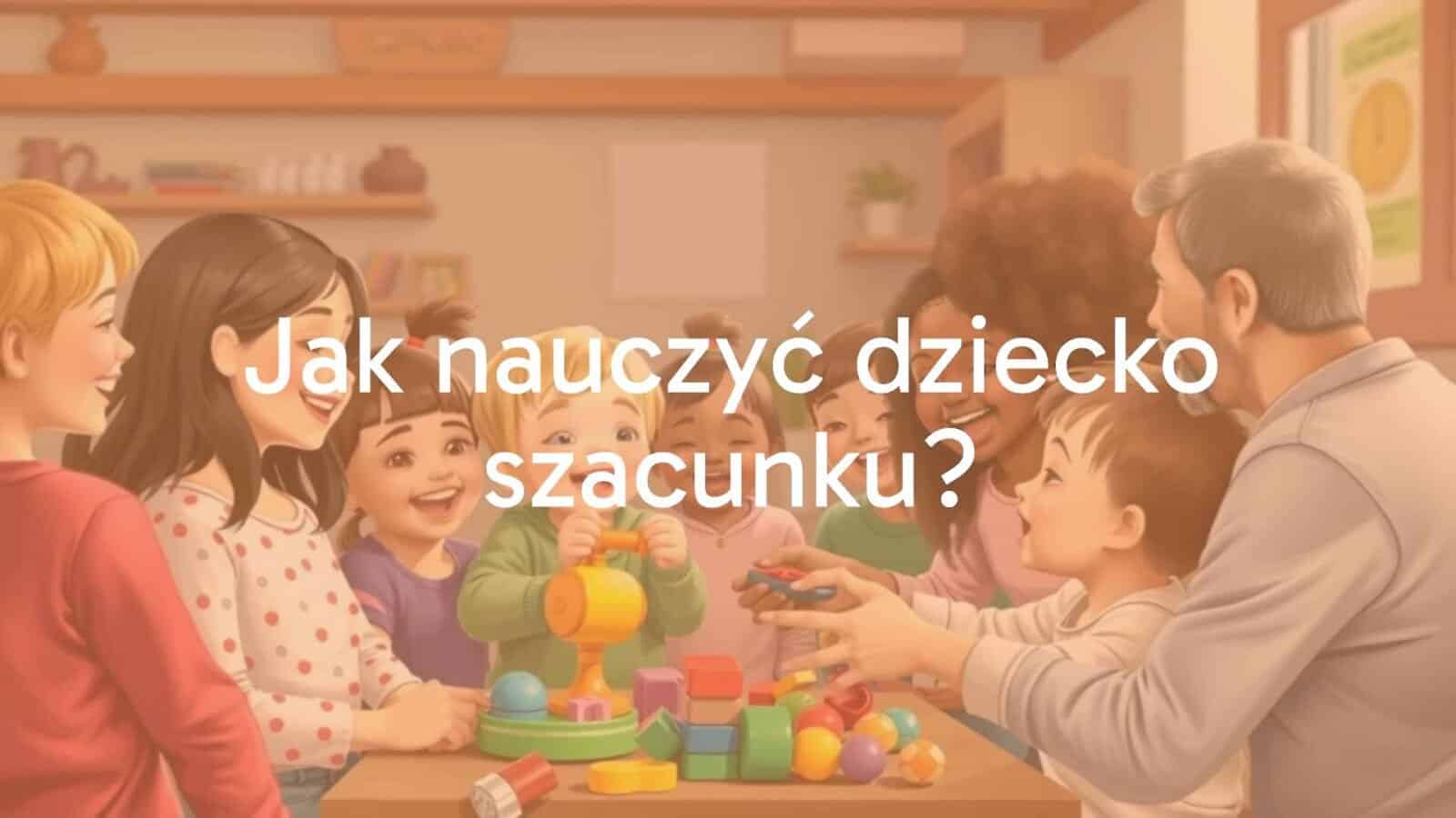 A diverse group of children and parents showing kindness and respect, sharing toys and smiling, warm and inviting atmosphere, realistic style.