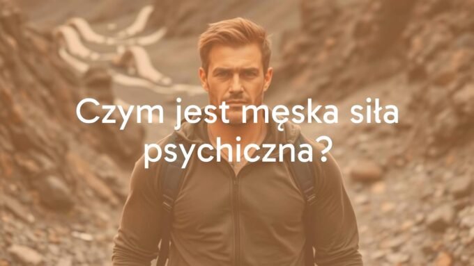 A strong and resilient man standing confidently in a challenging landscape, symbolizing mental strength, with a calm and determined expression, natural lighting, realistic.