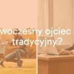 A modern father playing with his child in the park, contrasted with a traditional father working at a desk, warm and neutral tones, realistic style.