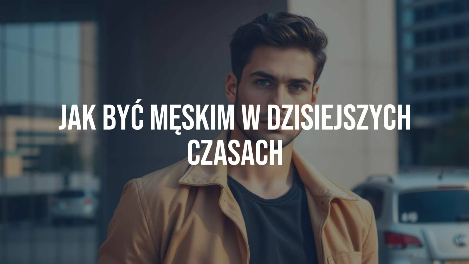 A modern man balancing strength and empathy, standing confidently in a contemporary urban setting, soft natural lighting, realistic.