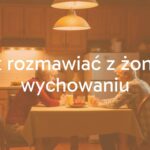 A couple sitting at a cozy kitchen table, discussing parenting, warm lighting, realistic.