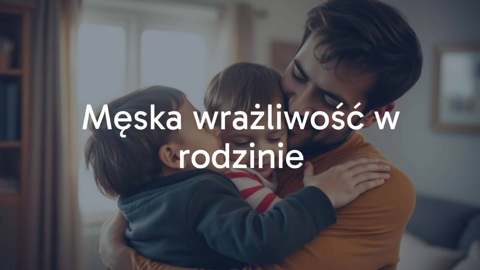 A caring father hugging his child, warm home setting, soft lighting, emotional connection, realistic.