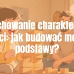 A happy child building a wooden block tower, warm sunlight, supportive parent watching, cozy home environment, illustrative style.