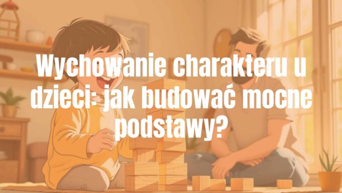 A happy child building a wooden block tower, warm sunlight, supportive parent watching, cozy home environment, illustrative style.